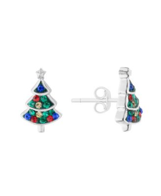 Crystal Stone Christmas Tree Stud Earrings