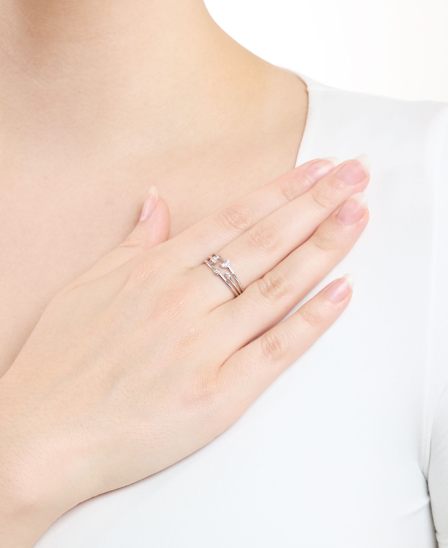 3-Pc. Sterling Silver Cubic Zirconia Moon and Stars Ring Set