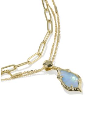 Adriana Scallop Frame Multi Strand 14k Gold Over Brass Necklace