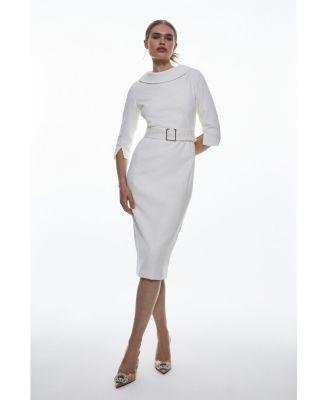 Women's Crepe Roll Neck Pencil Midi Dress