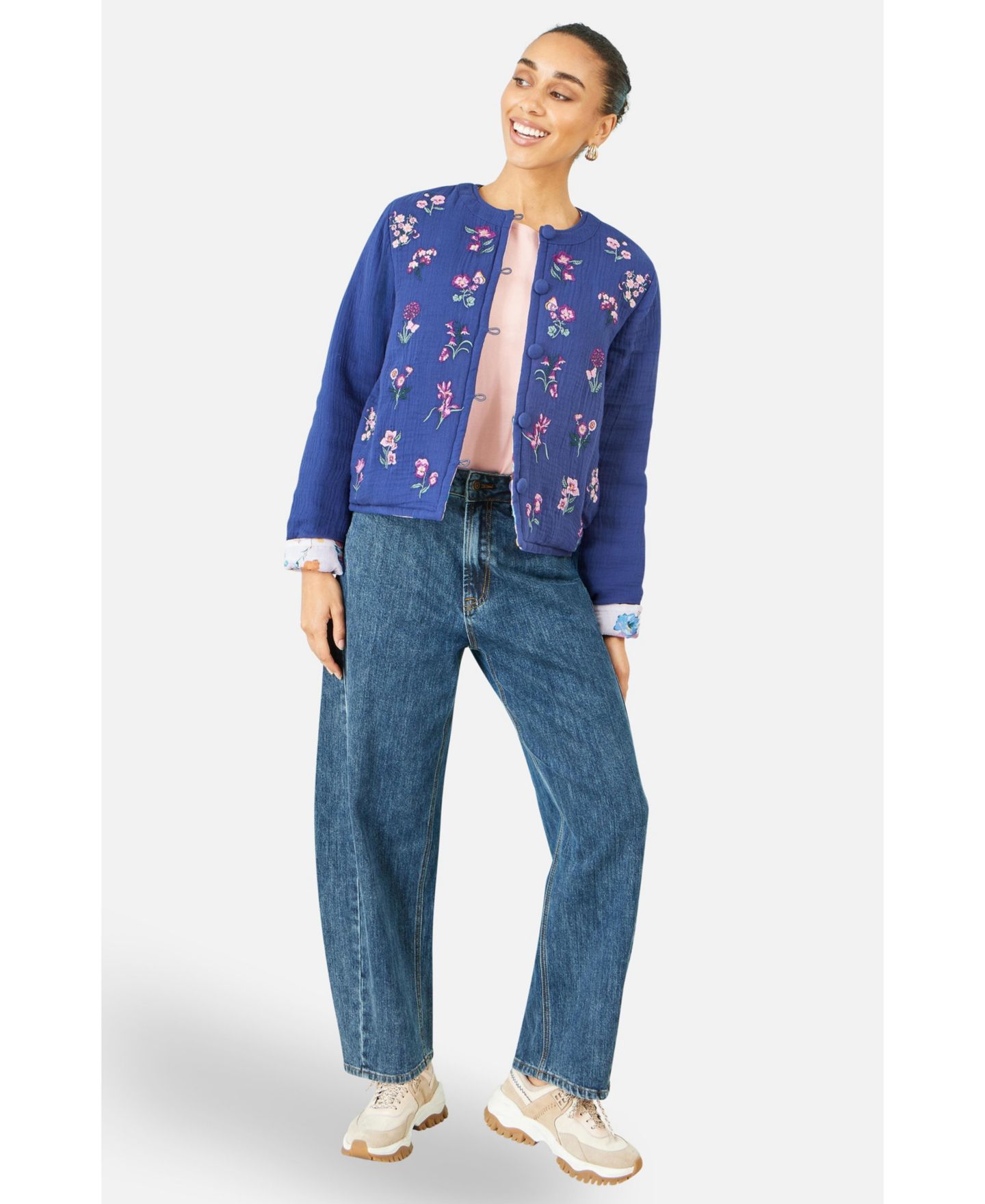 Женская куртка Yumi Floral Embroidery Cotton, цвет: Синий — фото 2