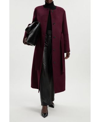 Women's Wool Single Breasted Belted Maxi Coat
