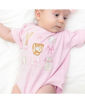 Baby Girls Baseball Cutie Short Sleeve Romper