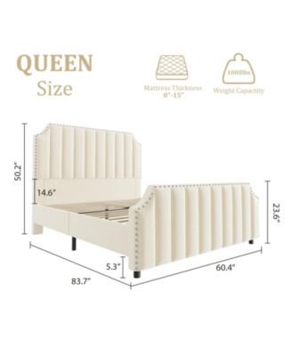 Platform Bed Frame, Upholstered Bed Frame with Headboard and Footboard,Bed Frame with Strong