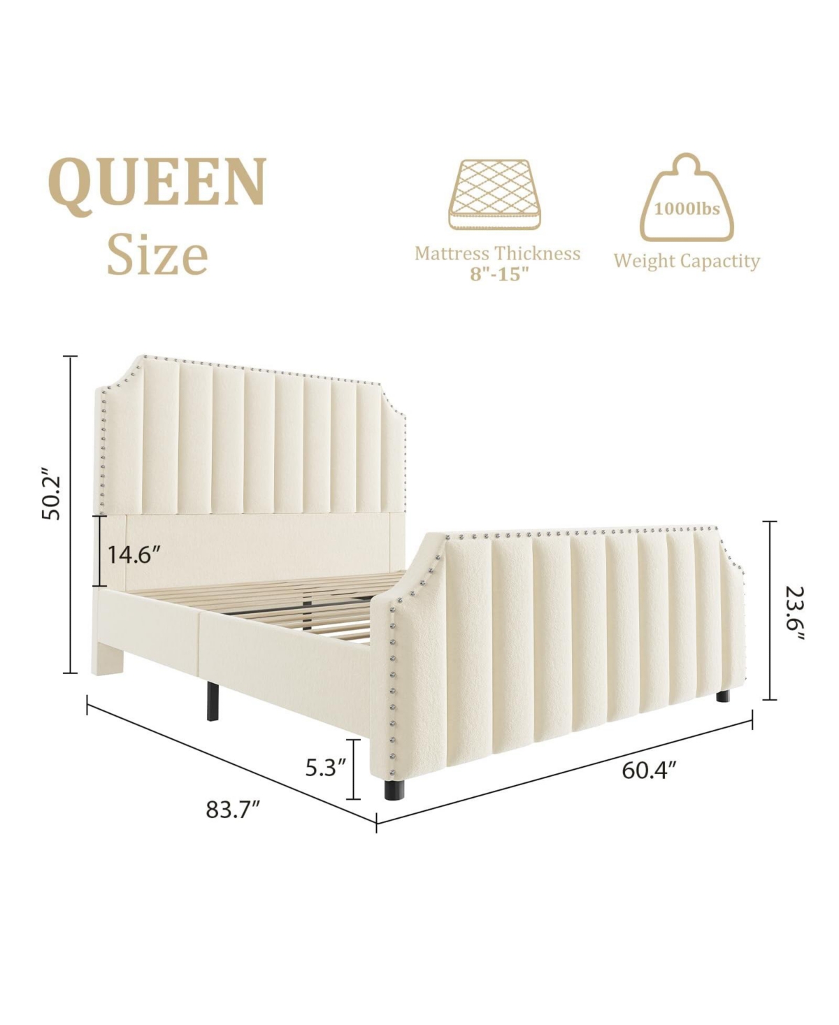 gaomon Platform Bed Frame, Upholstered Bed Frame with Headboard and Footboard,Bed Frame with Strong