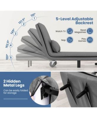 3-in-1 Convertible Sofa Bed with 5-Position Adjustable Backrest & Lumbar Pillow