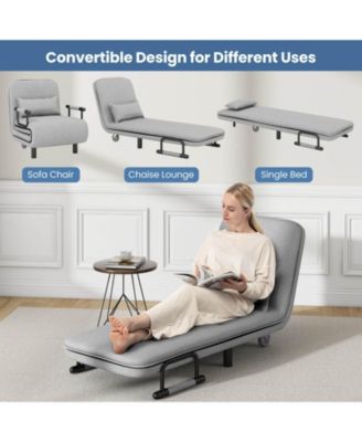 3-in-1 Convertible Sofa Bed with 5-Position Adjustable Backrest & Lumbar Pillow