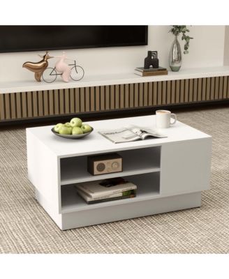 34" Long Rectangle Center Table Coffee Table with 2-Tier Open Storage Shelves