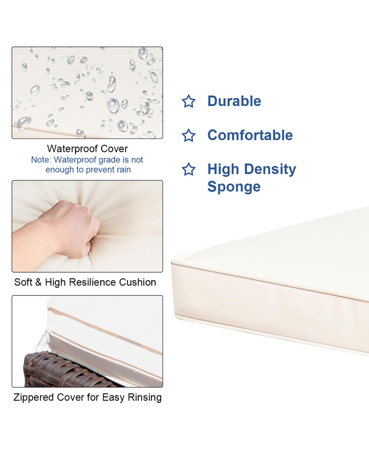 3PCS Patio Rattan Wicker Bar Table Stools Dining Set Cushioned