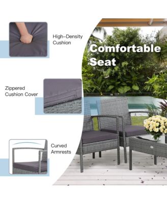 8 PCS Outdoor Rattan Furniture Set Patio Conversation Sofa Set Cushioned Grey