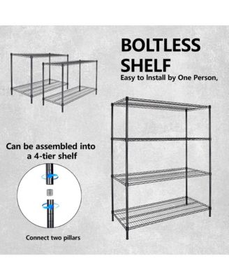4 Tier Heavy Duty Wire Storage Shelves with Wheels, Adjustable Utility Storage Rack, 2400 lbs Capacity for Garage