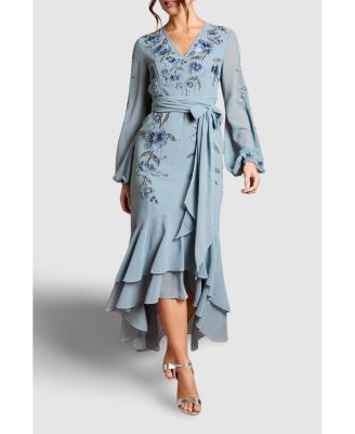 Women's Embellished High Low Maxi Dress