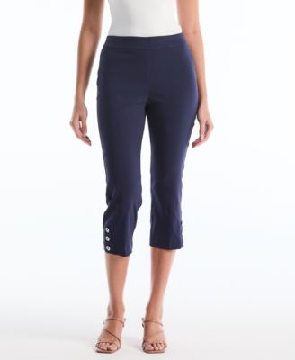 Petite Button Detail Capri Pants