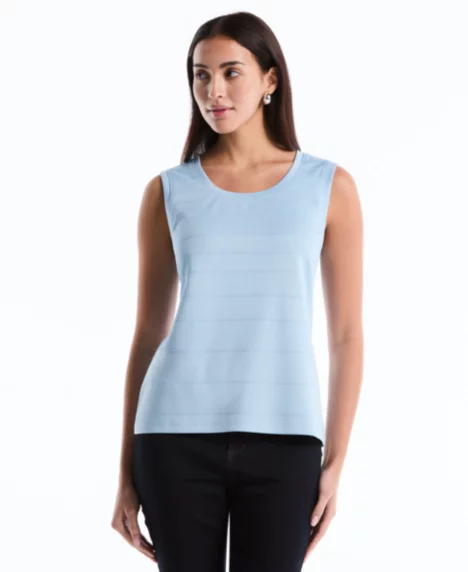 Petite Ottoman Knit Sleeveless Top - Cerulean