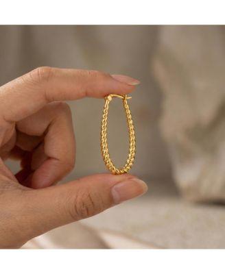 14K Gold Plated "U" Large Hoop Earrings