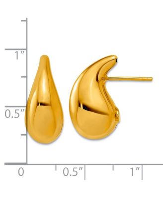 Solid 18k Yellow Gold Italian 20x9.4mm Puffed Teardrop Dangle Earrings