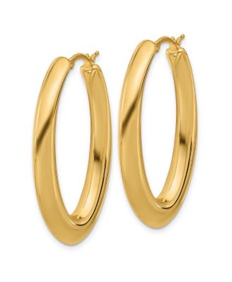 Solid 18k Yellow Gold 41x28mm Puffed Oval Hoop Earrings
