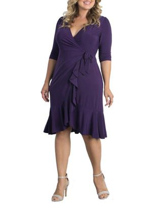 Plus Size Whimsy Ruffled Midi Wrap Dress