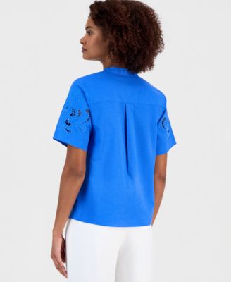 Women's Embroidered Short-Sleeve Top