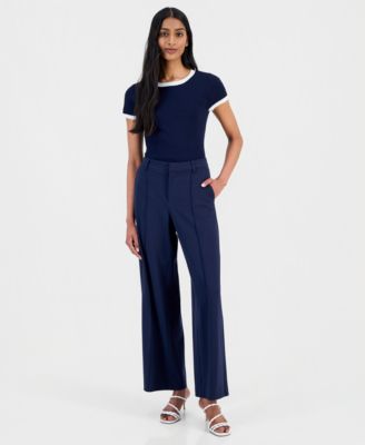 Women's High-Rise Straight Wide-Leg Pants