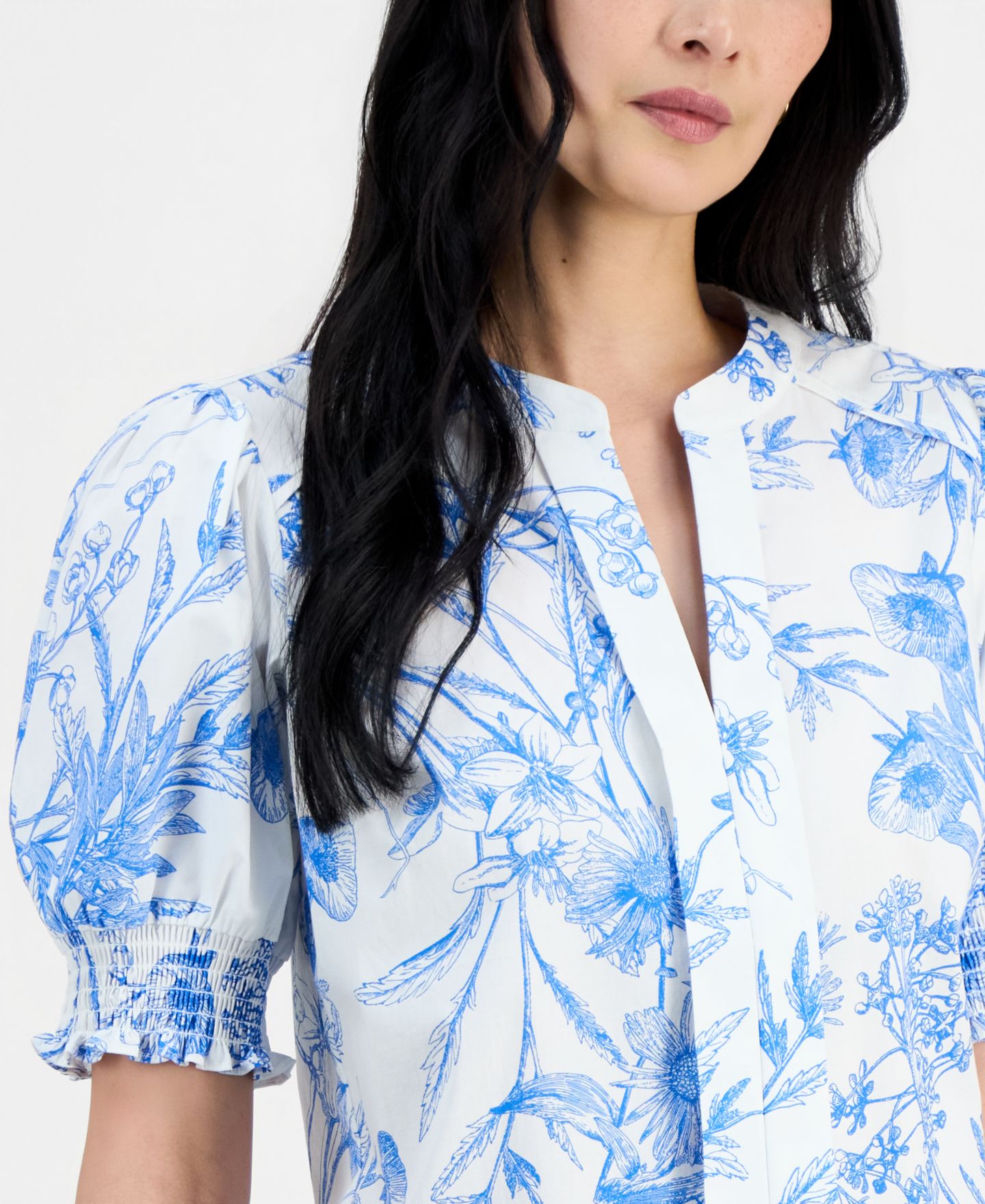 Женский топ T Tahari Printed Split-Neck Top, цвет: Spring Bloom — фото 3
