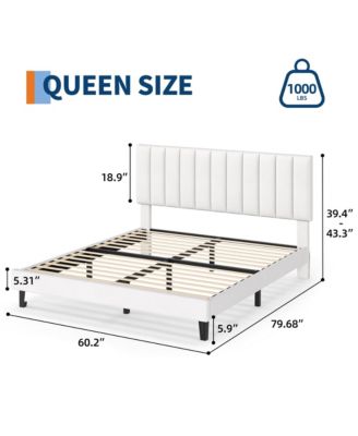 Bed Frame and Upholstered Headboard with Adjustable Vertical Channel Tufted Headboard