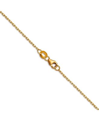 Solid 18k Yellow Gold Italian Sparkle-Cut Open Elongated Cable Chain Necklace