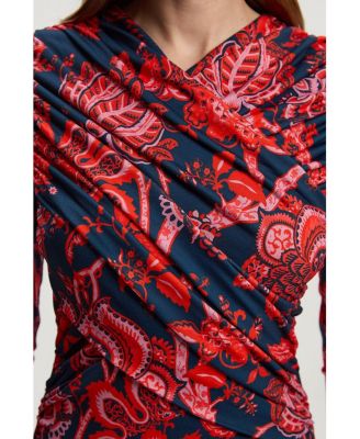 Women's Paisley Jersey Crepe Twist Maxi Dress