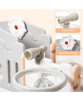 8-In-1 Indoor Playground with Slide: Slide Playset, Includes Slide, Basketball Hoop, Climber