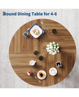 Round Dining Table for 4-6 People, 47 Inches Dining Room Table with Wooden Pedestal Base