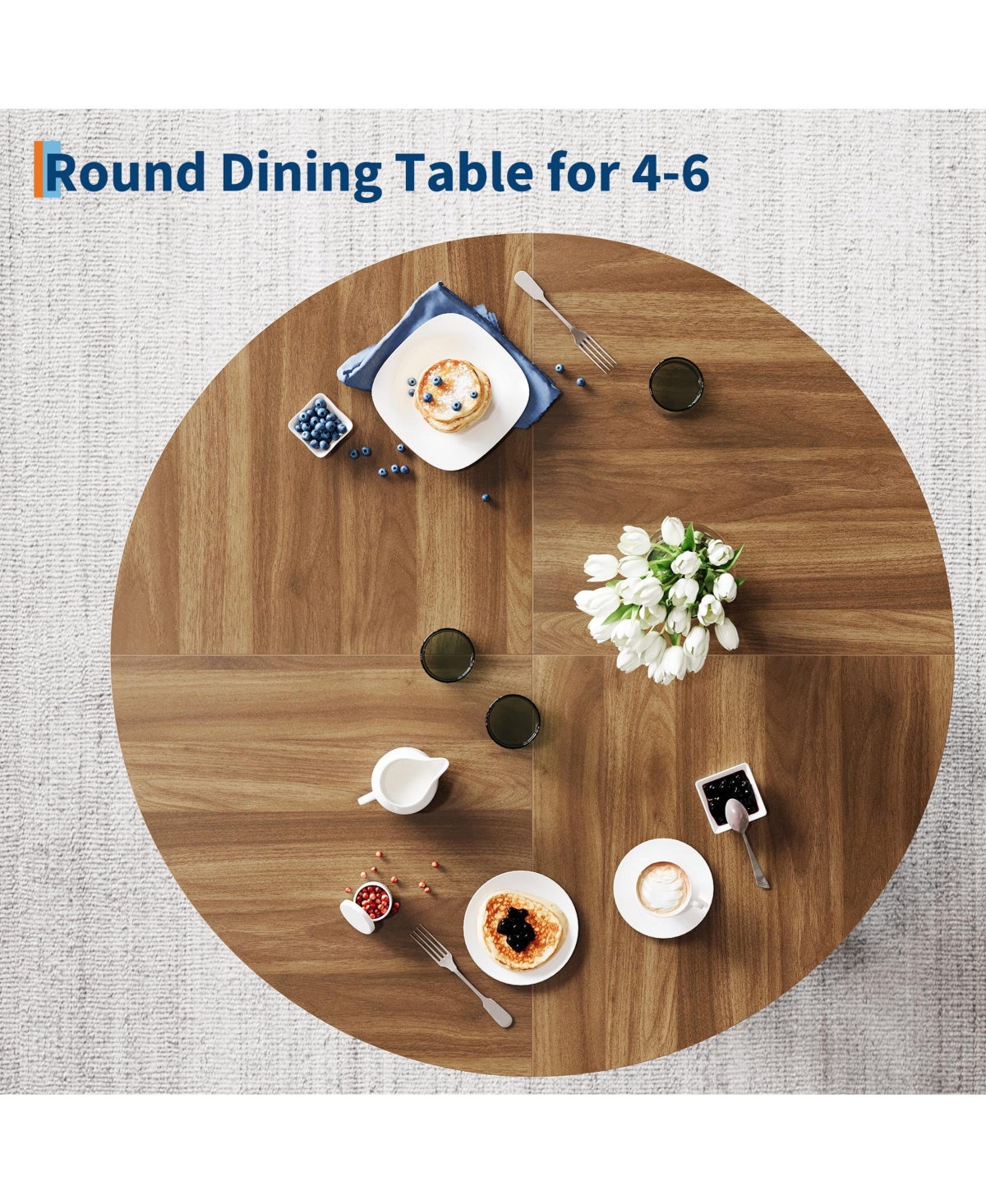 gaomon Round Dining Table for 4-6 People