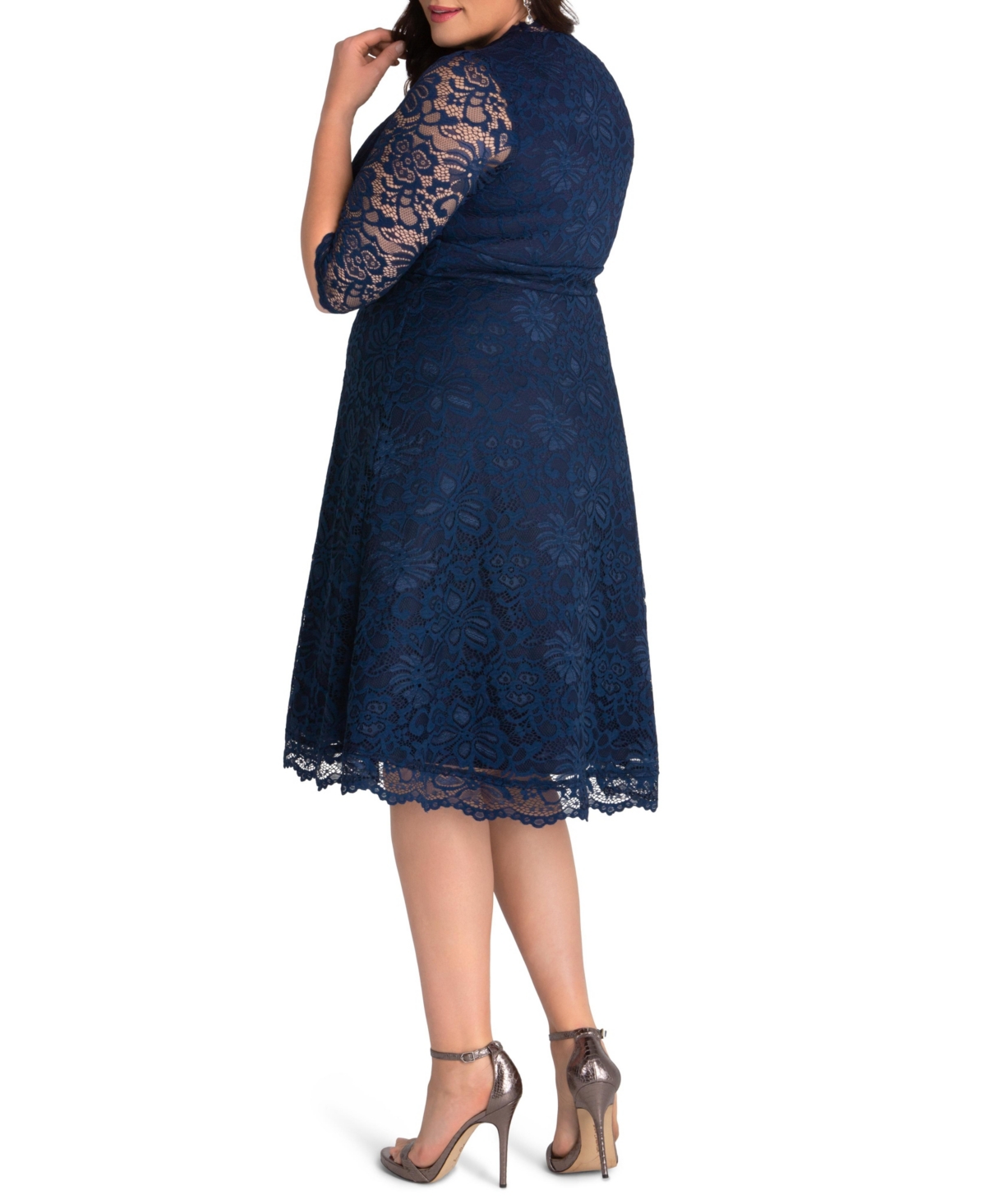 Women's Plus Mademoiselle Lace Cocktail Dress with Sleeves