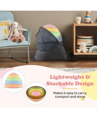 5-Piece Stepping Stones for Kids, Non-Slip Balance Stones with Storage Bag