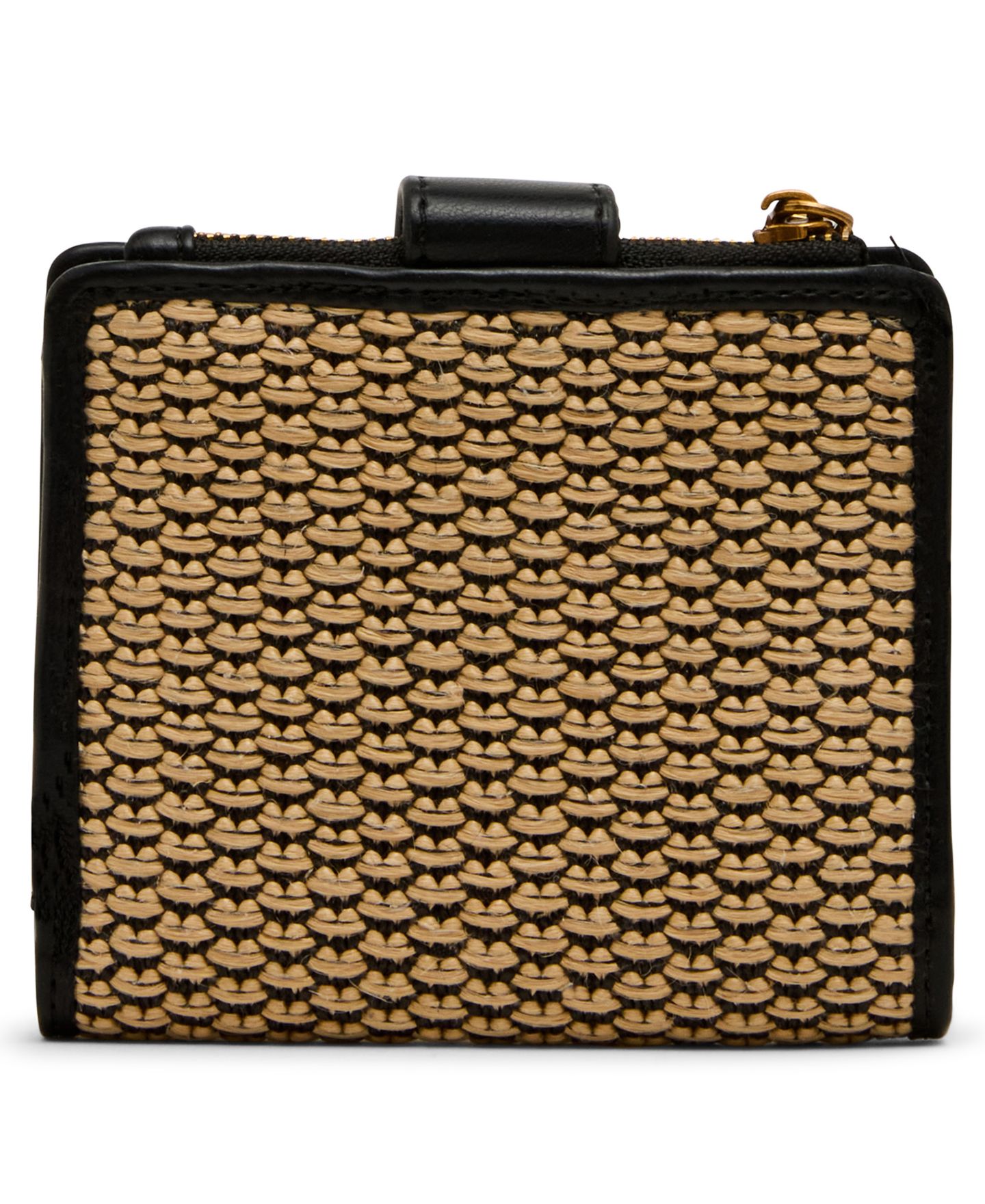 Женский кошелёк Steve Madden Jem Raffia Bifold Mini Card Case Wallet, цвет: Чёрный натуральный — фото 2
