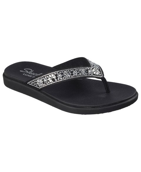 Женские сандалии Skechers Meditation Luxe - Sunny Glow Flip-Flop Thong, цвет: Чёрный