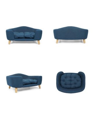 Fabric Dog Sofa with Rubber Wood Legs for Small Breeds