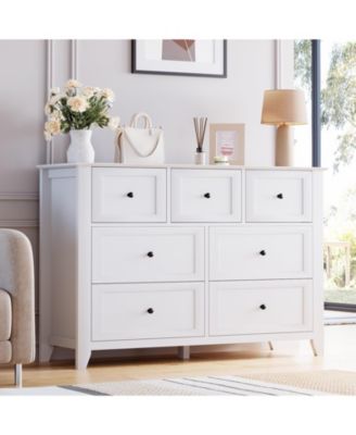 Modern 7 Drawer Dresser for Bedroom,Dressers with Large Storage,Handleless Chest of Drawers TV Stand