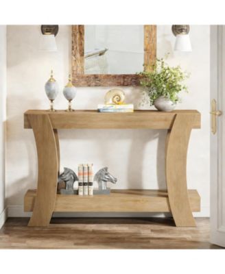 47-Inch Console Table for Entryway, 2-Tier Farmhouse Wooden Sofa Table