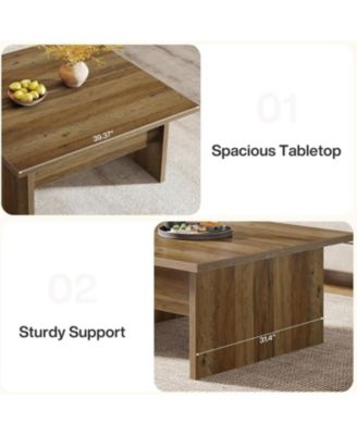 Square Coffee Table, 39.4-Inch Farmhouse Cocktail Tea Center Table for Living Room