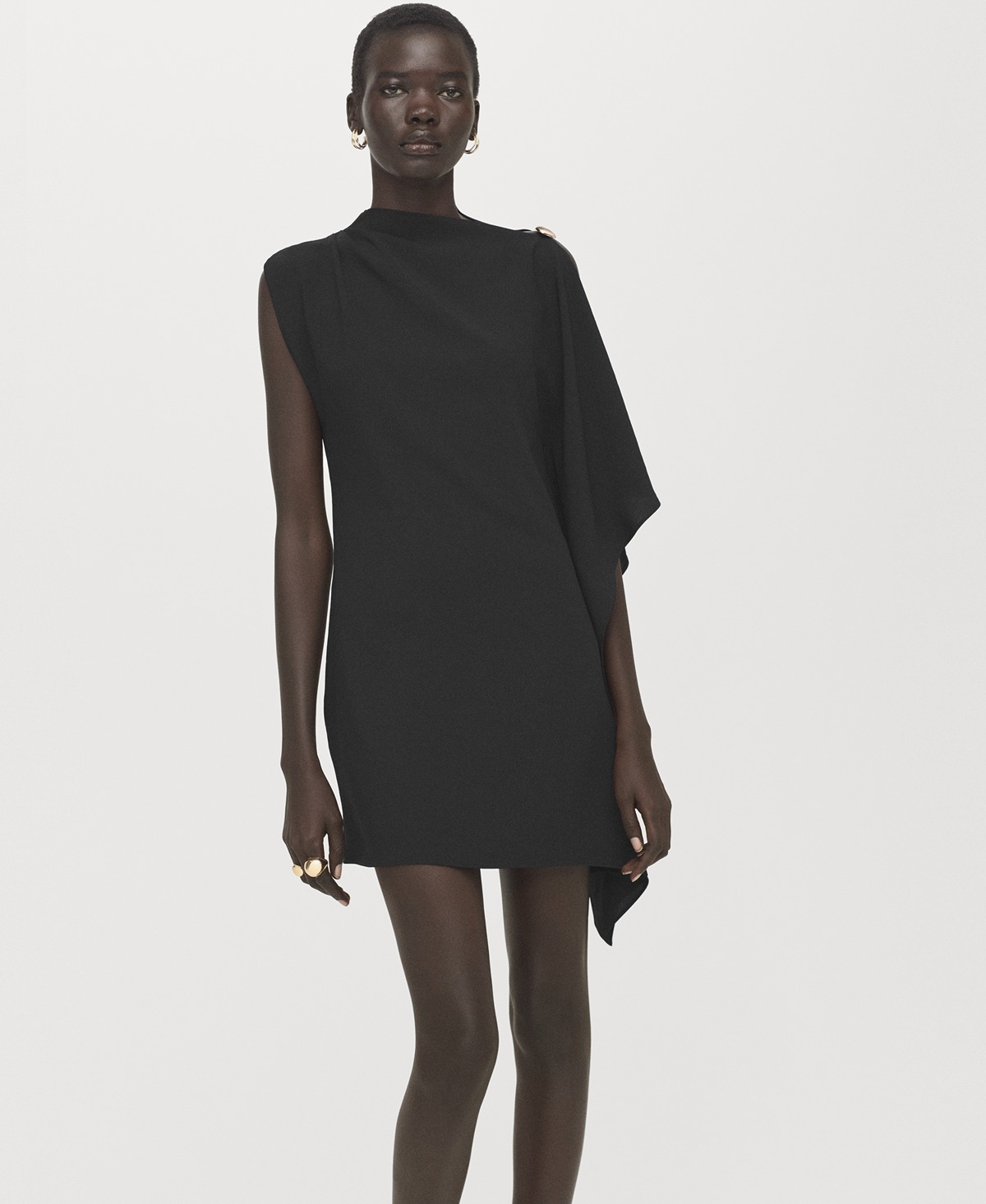 Mango Women's Short Asymmetrical Sleeve Dress