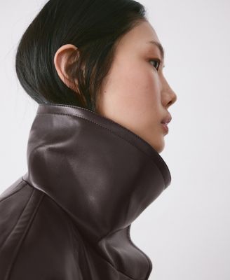 Women's Maxi Lapels Faux-Leather Jacket