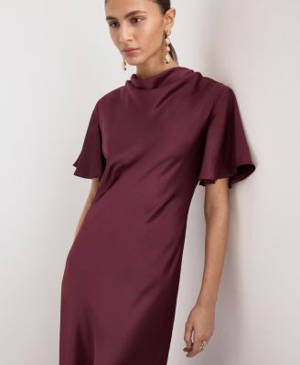 Women's Draped Neck Long Dress
