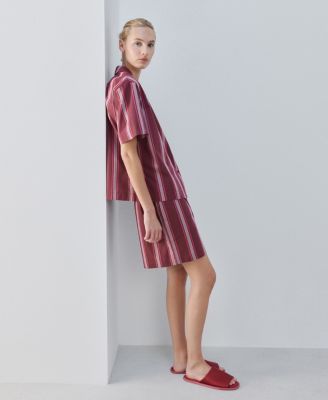 Women's Short-Sleeve Striped Pajama Shirt