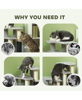 2-in-1 Cat Tree & Pet Stairs with Scratching Posts & Toy Balls, for High Beds & Couches