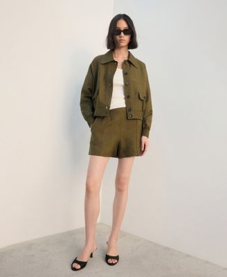 Women's High-Waist Linen Shorts