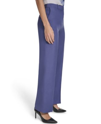 Petite Mid-Rise Zip Closure Wide-Leg Pants