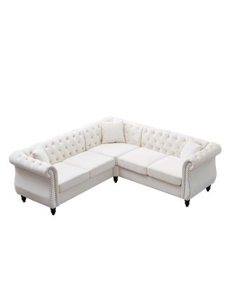83.5" Oversized L-Shaped Sectional Sofa, 5-Seater Couch with 3 Pillows