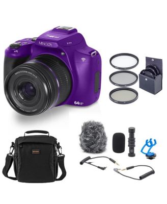 MNB10Z 64MP Digital Camera, Bundle with Shotgun Microphone, 49mm Filter Kit and Shoulder Bag