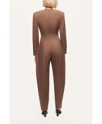 Women's Sculpted-Shoulder Crew-Neck Jumpsuit