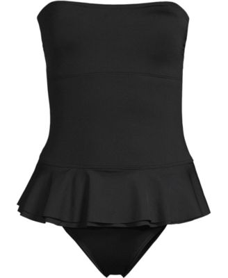 Women's Sculpting Suit Ruffle Bandeau One Piece Swimsuit